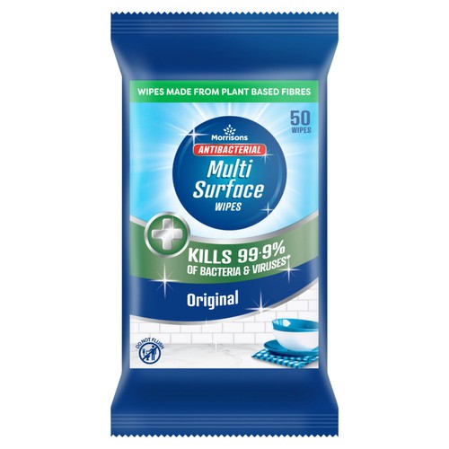 Morrisons Original Antibacterial Wipes 50 Pack