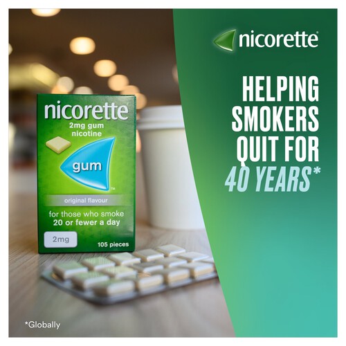 Nicorette Original Nicotine Gum Sugar Free 2mg