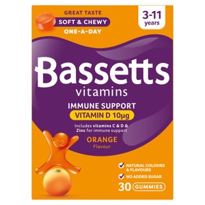 Bassetts 30 x Orange Flavour 3 to 11 Years Immune Support One a Day Kids Gummies