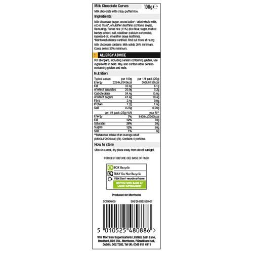 Morrisons Milk Chocolate Curves 100g