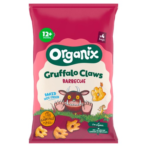 Organix BBQ Gruffalo Claws Multipack Organic Toddler Snack 4x15g 12 months+