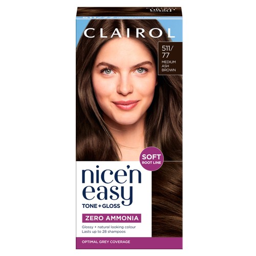 Clairol Nice'N Easy Tone+Gloss Semi Permanent Hair Dye 511/77 Med Ash Brown