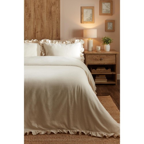 Home Style Taupe Frill Brushed Cotton Duvet Set King
