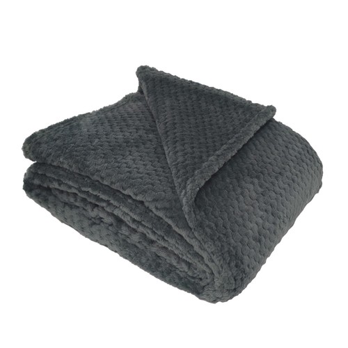 Morrisons Diamond Fleece Throw 200X200Cm Grey