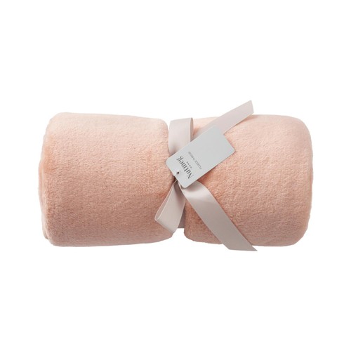 Nutmeg Home Peach Plain Fleece Throw