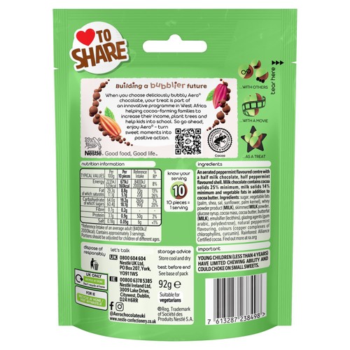 Aero Bubbles Peppermint Mint Chocolate Sharing Pouch