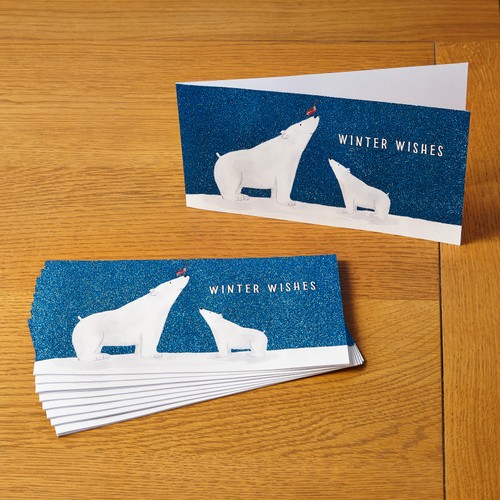 Morrisons Glitter Polar Bear & Robin 10 Christmas Cards