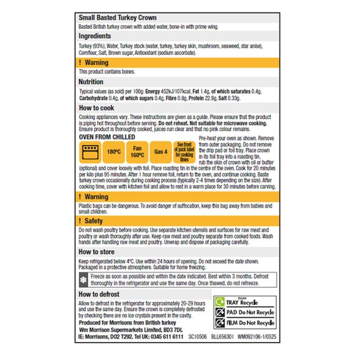 (CP) Morrisons Small Turkey Crown Serves 3-5