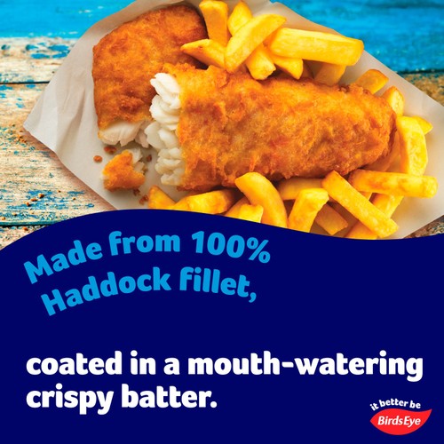 Birds Eye 4 Battered Haddock Fish Fillets 400g