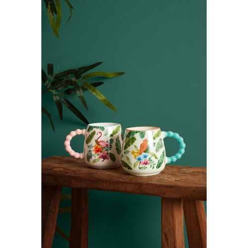 Nutmeg Home Pink Tropical Bird Mug