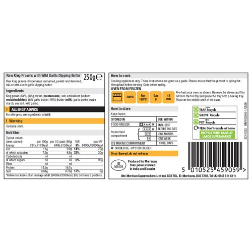 Morrisons The Best Raw King Prawns With Garlic Dipping Butter 250g