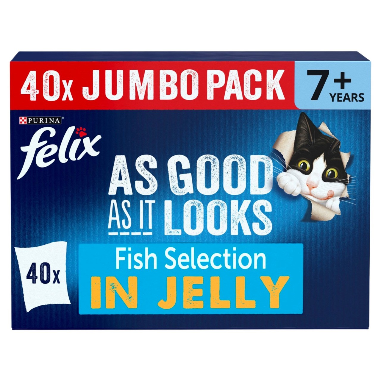Felix As Good As It Looks Senior 7+ Fish Selection In Jelly 40 x 85g