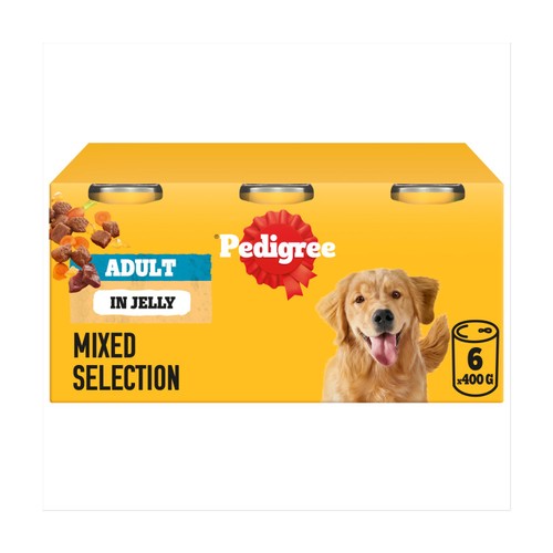 PEDIGREE Adult Wet Dog Food Mixed Selection in Jelly 6 x 400g Tin Can