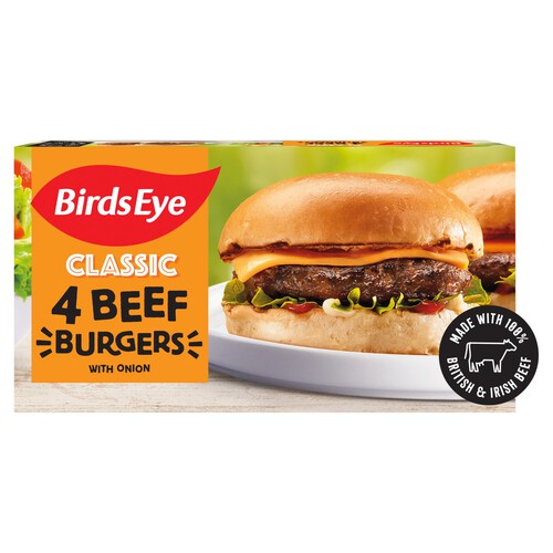 Birds Eye 4 Original Beef Burgers with Onion