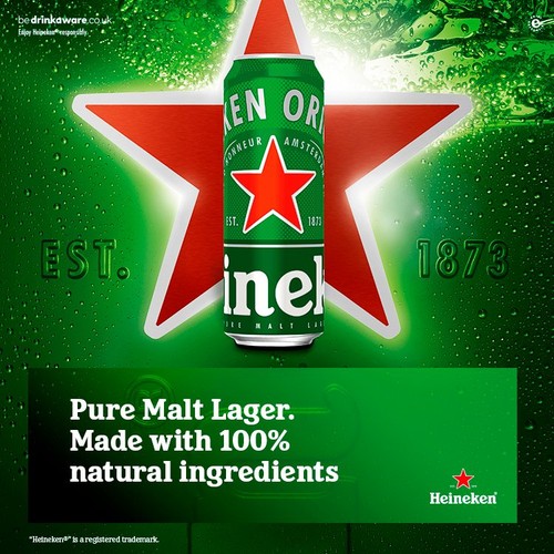 Heineken Original Premium Lager Beer 5% ABV Pint Cans 4x568ml