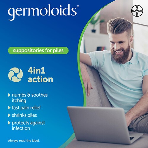 Germoloids Haemorrhoid Suppositories, Piles Treatment with Anaesthetic 