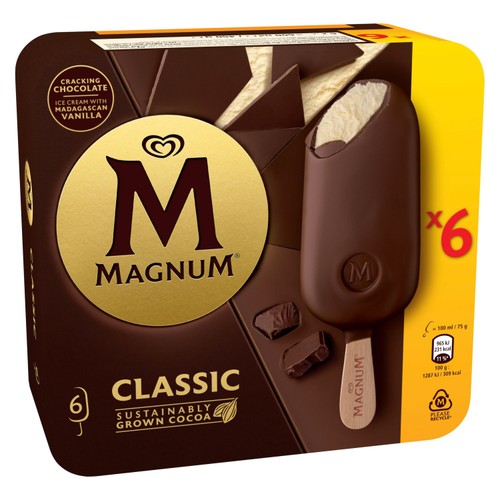 Magnum Classic Ice Cream Sticks 6 x 100ml
