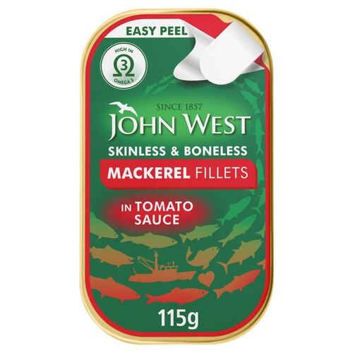 John West Skinless and Boneless Mackerel Fillet In Tomato Sauce (115g)