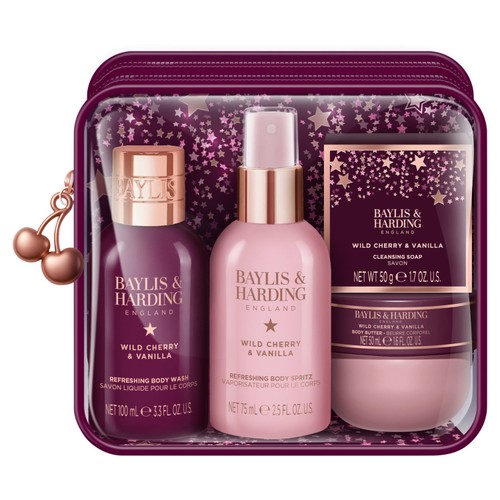 Baylis & Harding Wild Cherry & Vanilla Luxury Travel Wash Bag Gift Set