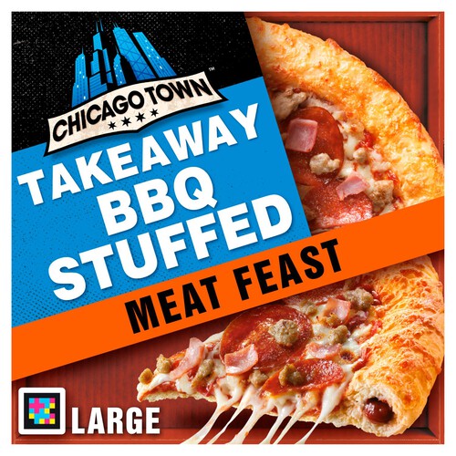 Chicago Town Takeaway BBQ Stuffed Magnifcent Meat Feast Pizza 