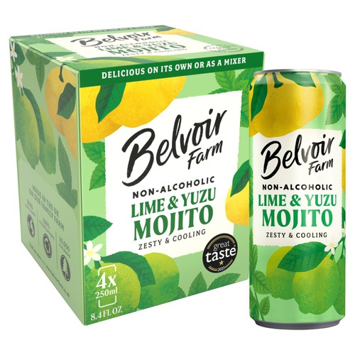 Belvoir Farm Non-Alcoholic Lime & Yuzu Mojito 4 x 250ml