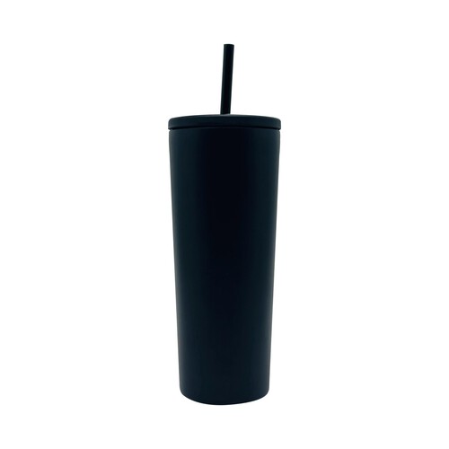 Nutmeg Home Stainless Steel Straw Tumbler Black