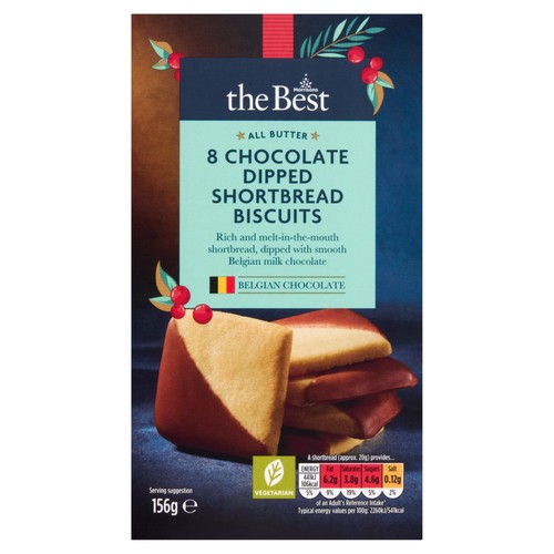 Morrisons The Best All Butter 8 Chocolate Dipped Shortbread Biscuits 156g