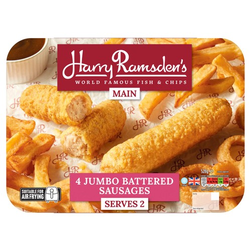 Harry Ramsdens Harry Ramsden's 4 Jumbo Battered Sausages 528g