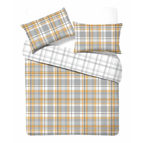 Nutmeg Home Easy Care Ochre Check Duvet Set King