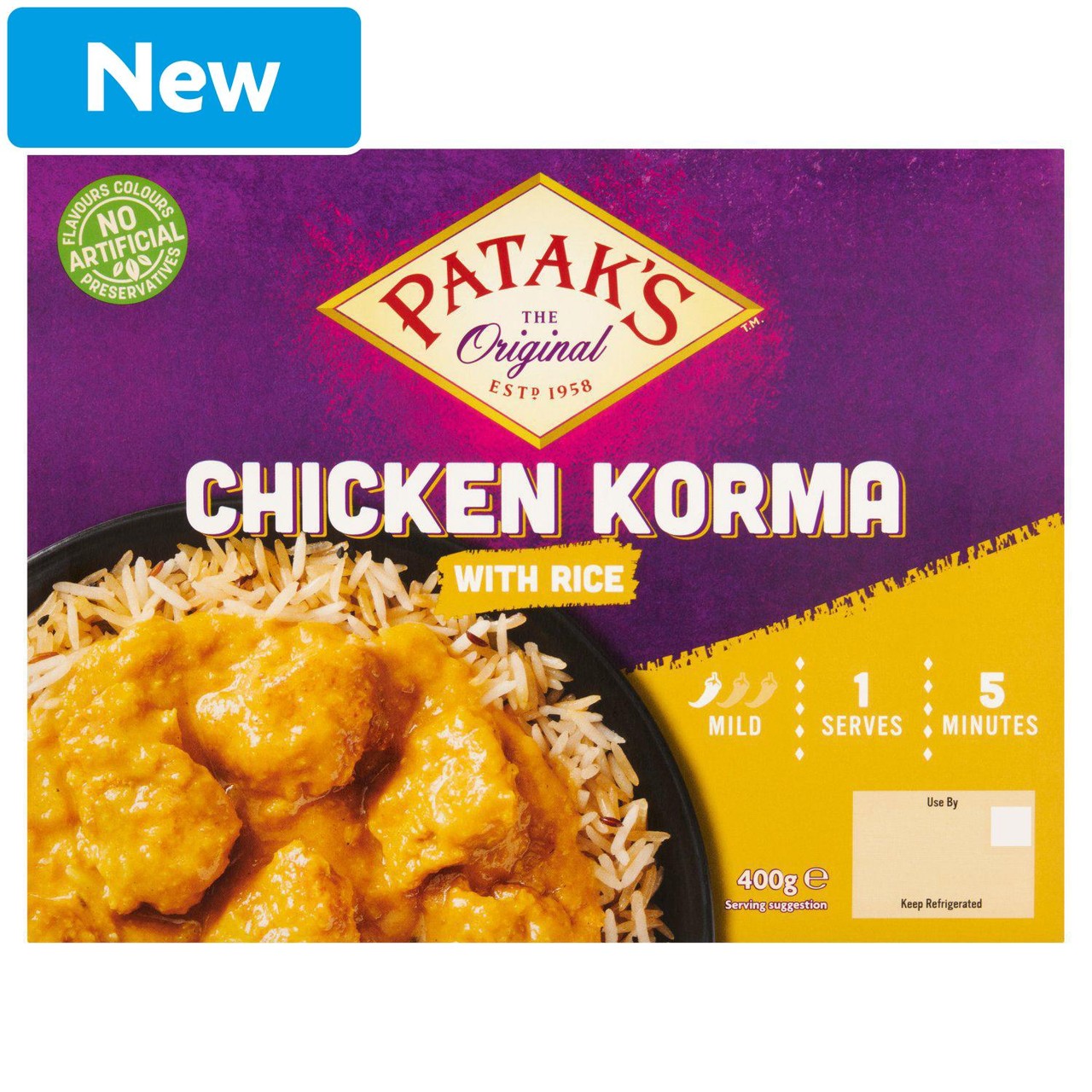 Patak's Chicken Korma with Rice 400g