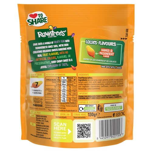 Rowntree's Mango Lollies Pouch 130g