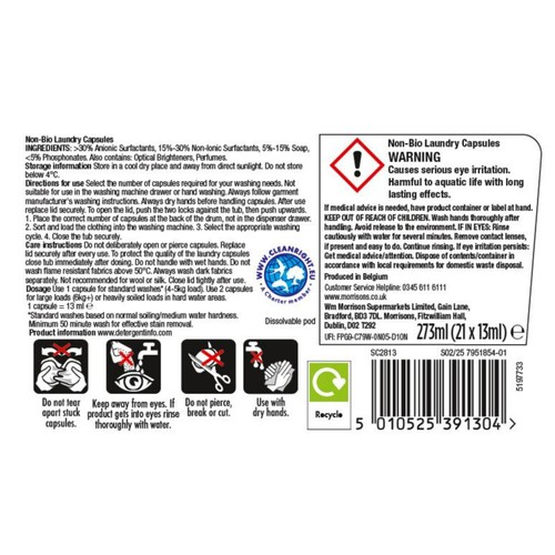 Morrisons Non Bio Laundry Capsules 21 Pack