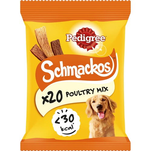 Pedigree Schmackos Adult Dog Treats Poultry Mix 20 Strips 