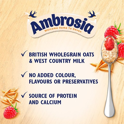 Ambrosia Ready to Eat Porridge Oat Cereal Pot Raspberry Layer   210g