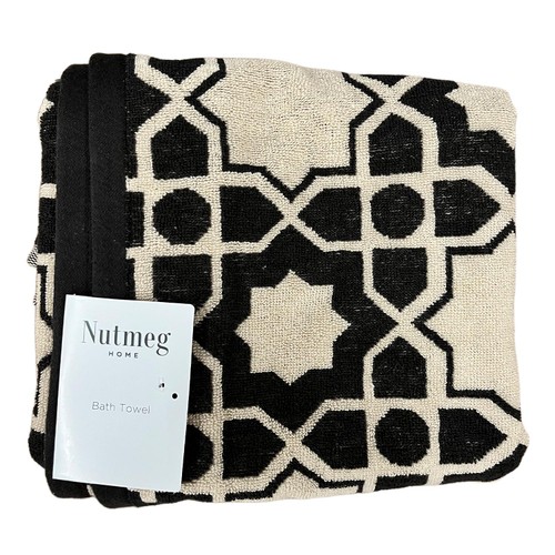 Nutmeg Home Black Luxe Tile Bath Towel