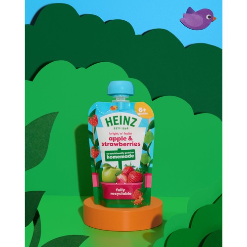 Heinz Apple Pear & Strawberry Fruit Puree Baby Food Pouch 6+ Months
