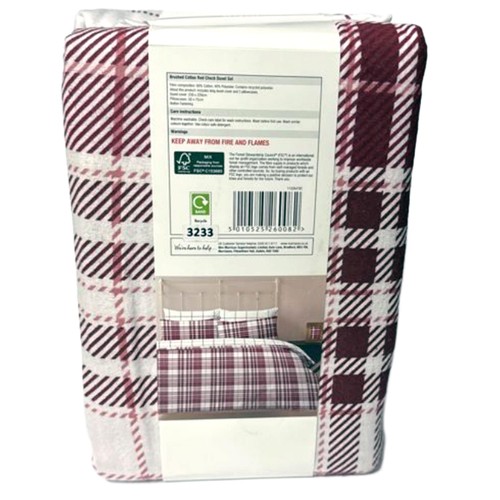 Nutmeg Home Red Brushed Cotton Check Duvet Set King