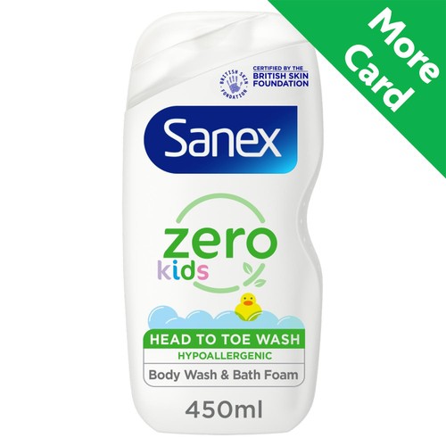 Sanex Zero% Hypoallergenic Kids Head to Toe Bath & Shower Gel