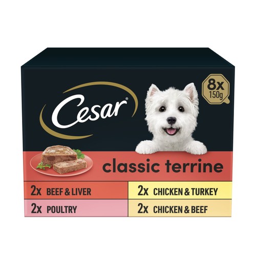 Cesar Classics Terrine Wet Dog Food Trays Mixed In Loaf 8 x 150g