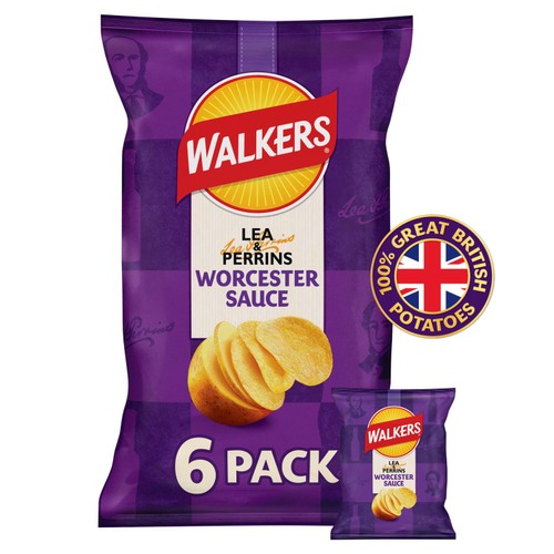 Walkers Worcester Sauce Crisps With Lea And Perrins 6x25g