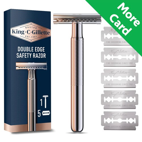 King C Gillette Double Edge Razor +5 Refill Blades