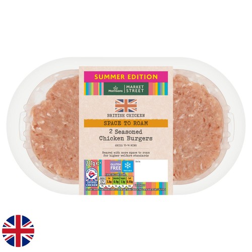 Morrisons British 2 Seasoned Chicken Burgers 227g