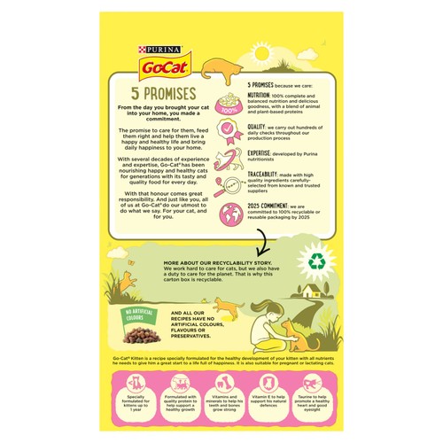 Go-Cat Kitten Chicken, Turkey and Milk Dry Cat Food   750g