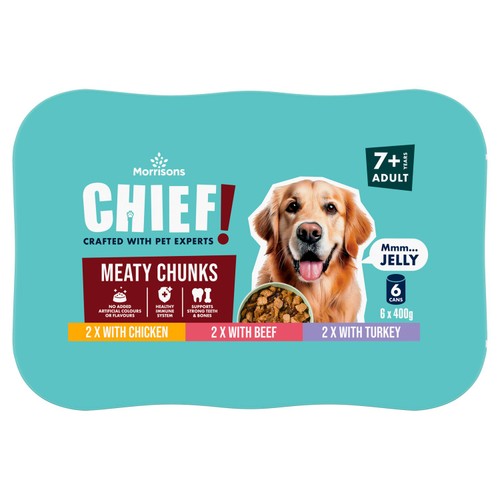 Morrisons Senior Dog Food Meat Chunks In Jelly