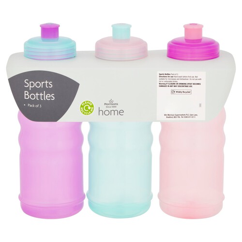 Morrisons Pink / Purple / Green Sports Bottles