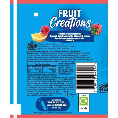 Robinsons Fruit Creations Lemon & Raspberry Squash