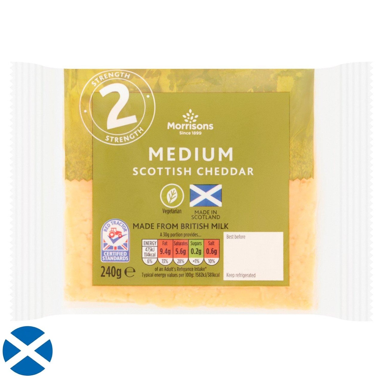 Morrisons Scottish Medium Coloured Cheddar 240g