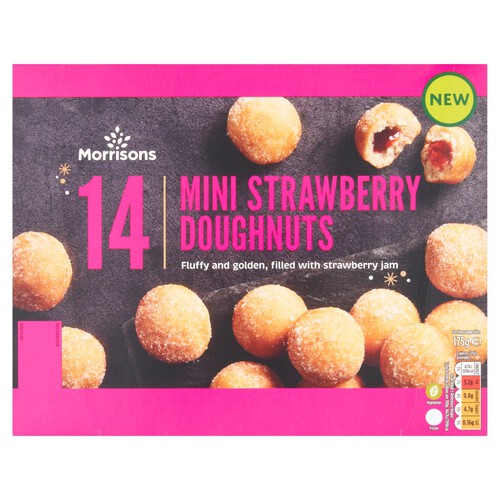 Morrisons 14 Mini Strawberry Doughnuts 