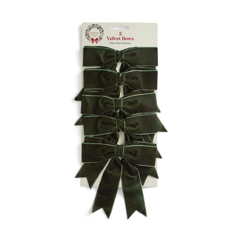 Morrisons Velvet Green Bows 5 Pack