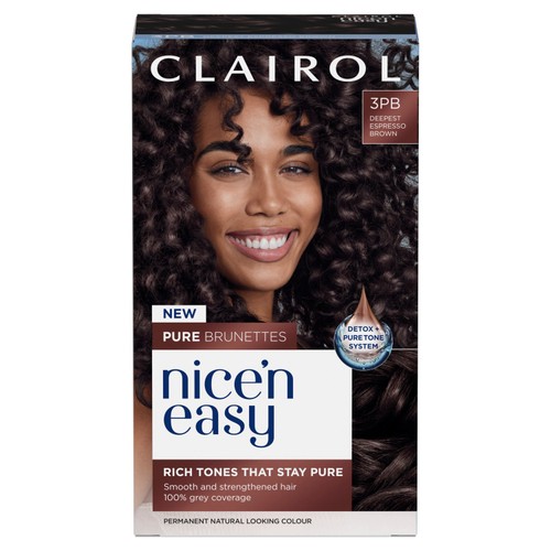 Clairol Nice'N Easy Pure Brunettes Permanent Hair Dye 3Pb Deepest Brown